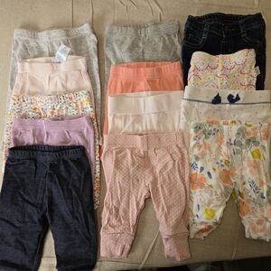 13 Baby Girl Pants Leggings 0-3 Months Floral Denim Cotton
